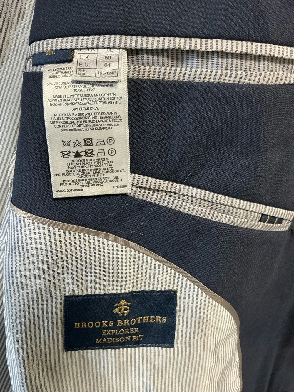 Brooks Brothers Navy Two-Button Sport Coat size 50L
